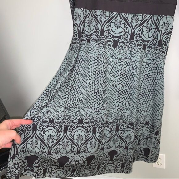 Prana Dress Size Small Dark Brown Sage Green Teal Long Sleeve Flowy "Holly"‎ - Picture 4 of 11